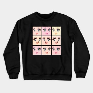 Kawaii Anime Girl Grid Crewneck Sweatshirt